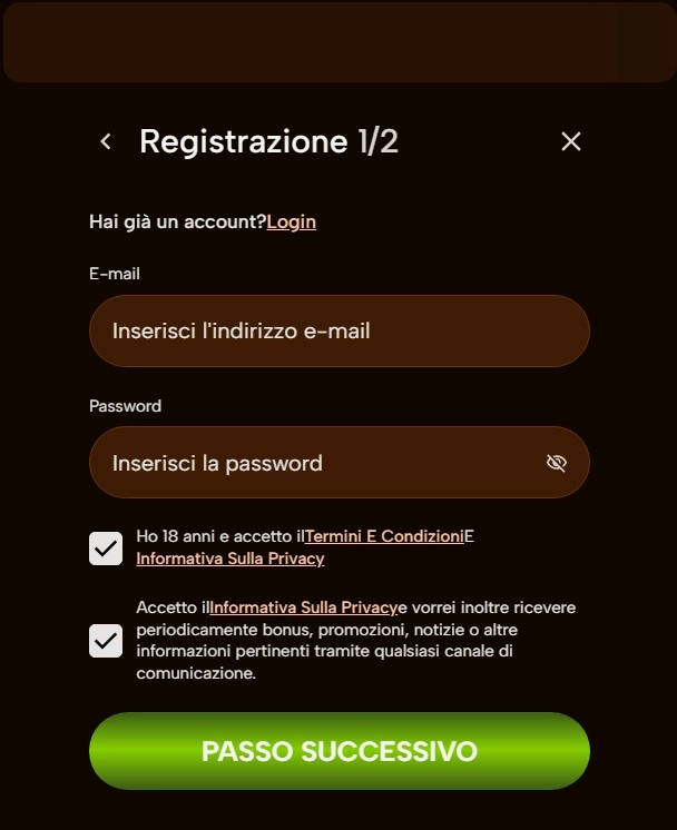 Registrazione e login